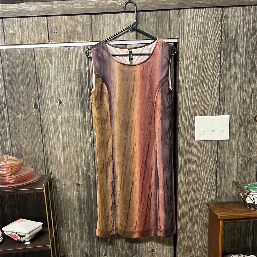 Mystree Sleeveless Ombre Mini Dress in Rust, Mauve, Gold